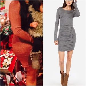 RIBBED PINK LONG SLEEVE DRESS